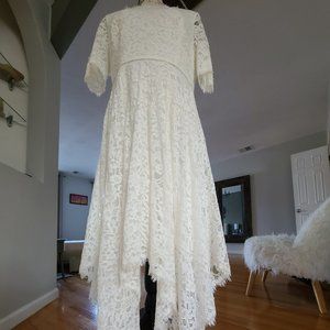 Cocktail white lace handkerchief hem dress. Size 12